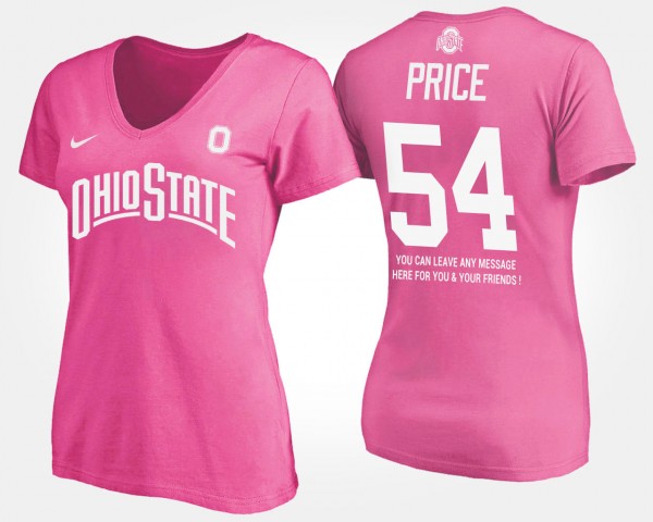 Ohio State Buckeyes Billy Price Women's #54 Pink With Message College Football T-Shirt 2404ACDO3